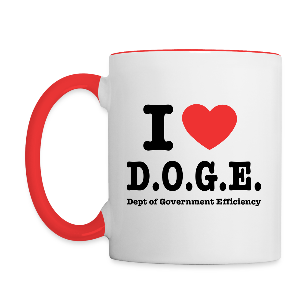 I Heart DOGE (Dept of Government Efficiency) Coffee Mug - white/red