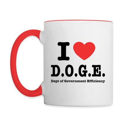 I Heart DOGE (Dept of Government Efficiency) Coffee Mug - white/red