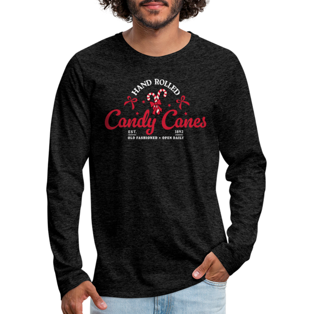 Hand Rolled Candy Canes Men's Premium Long Sleeve T-Shirt - charcoal grey