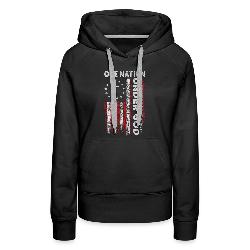 One Nation Under God Women’s Premium Hoodie - black