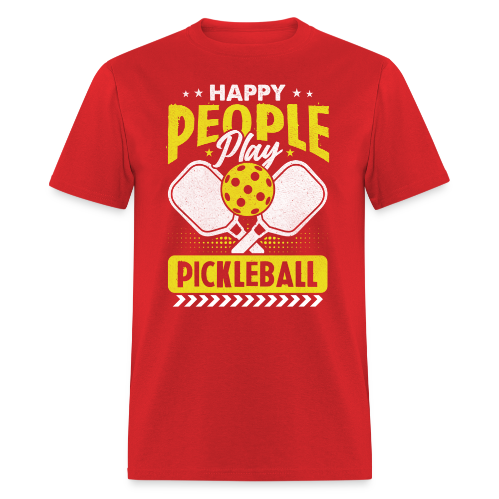 Happy People Play Pickleball T-Shirt - red