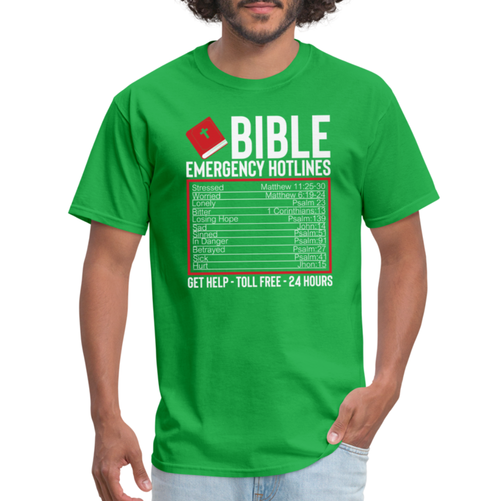 Bible Emergency Hotline (Scriptures) T-Shirt - bright green