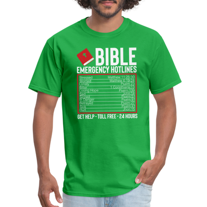 Bible Emergency Hotline (Scriptures) T-Shirt - bright green