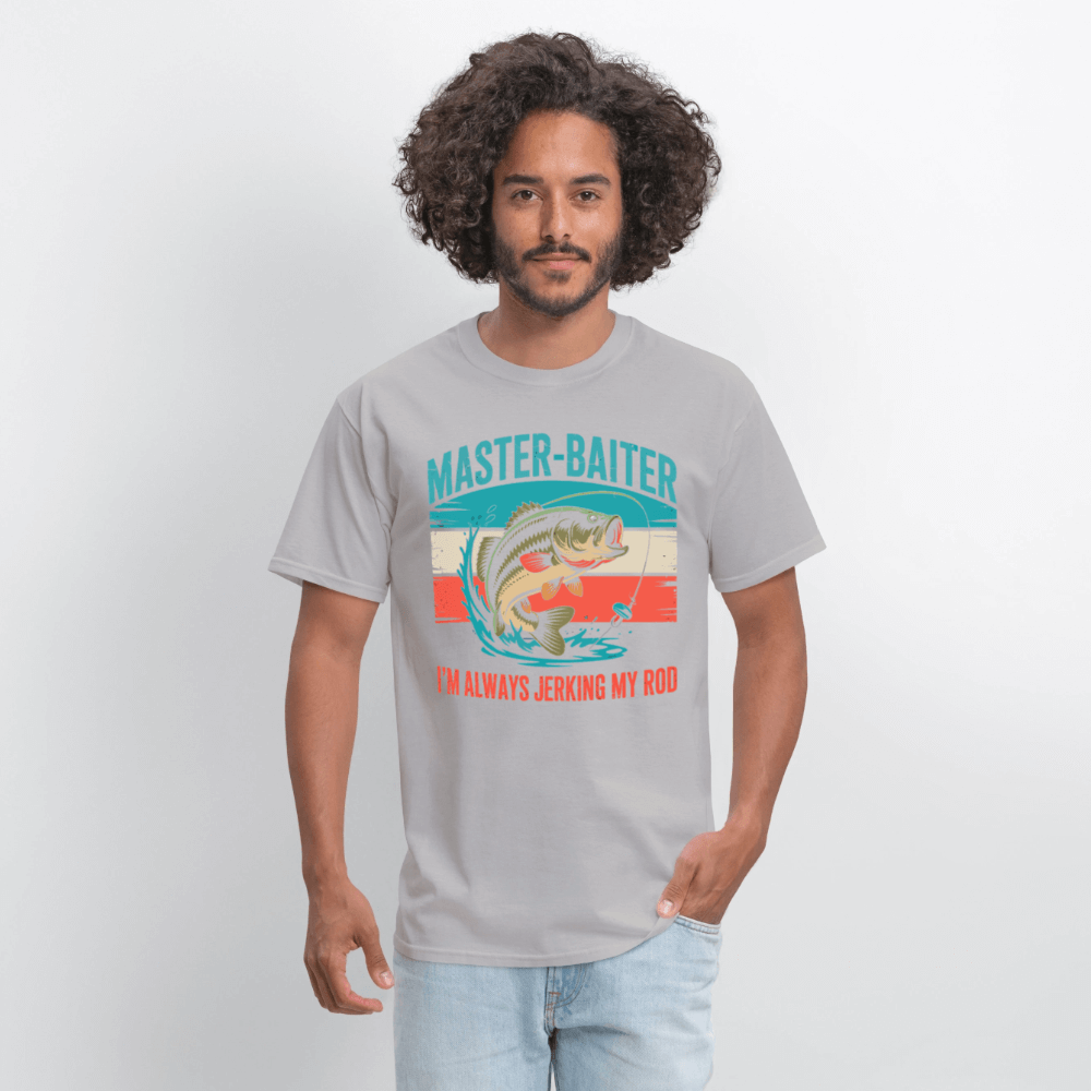 Master Baiter Jerking My Rod Funny Fishing T-Shirt - gravel 
