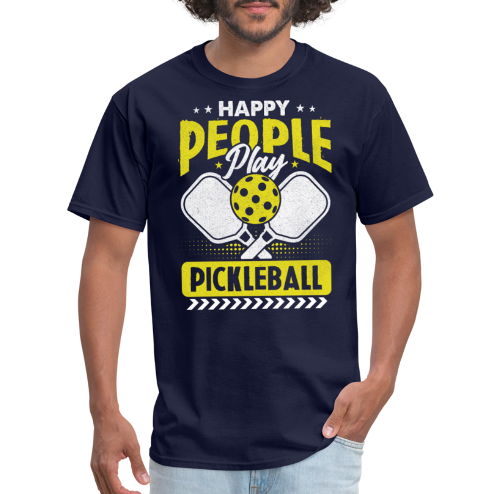 Happy People Play Pickleball T-Shirt - navy