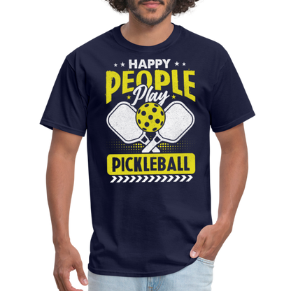 Happy People Play Pickleball T-Shirt - navy