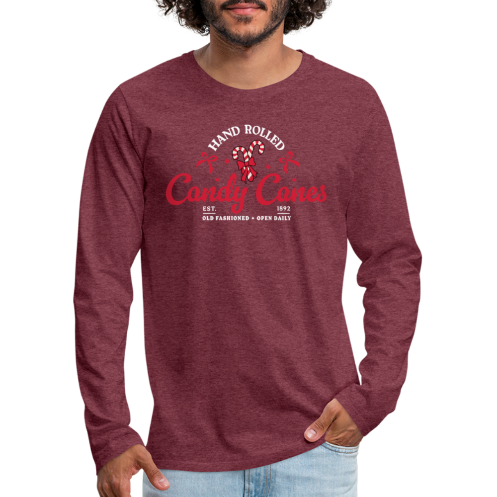 Hand Rolled Candy Canes Men's Premium Long Sleeve T-Shirt - heather burgundy