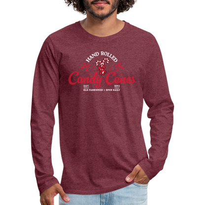 Hand Rolled Candy Canes Men's Premium Long Sleeve T-Shirt - heather burgundy