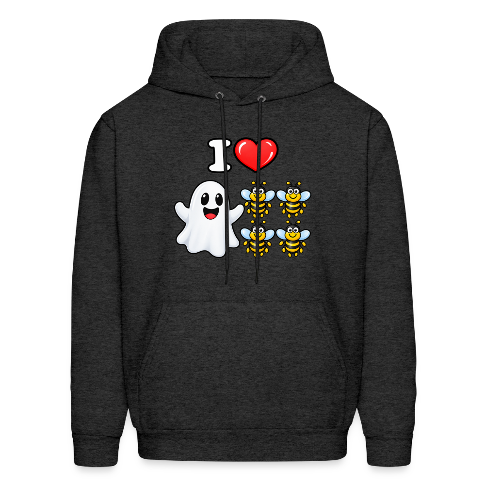 I Heart Boo Bees Hoodie – Funny Halloween Adult Humor - charcoal grey