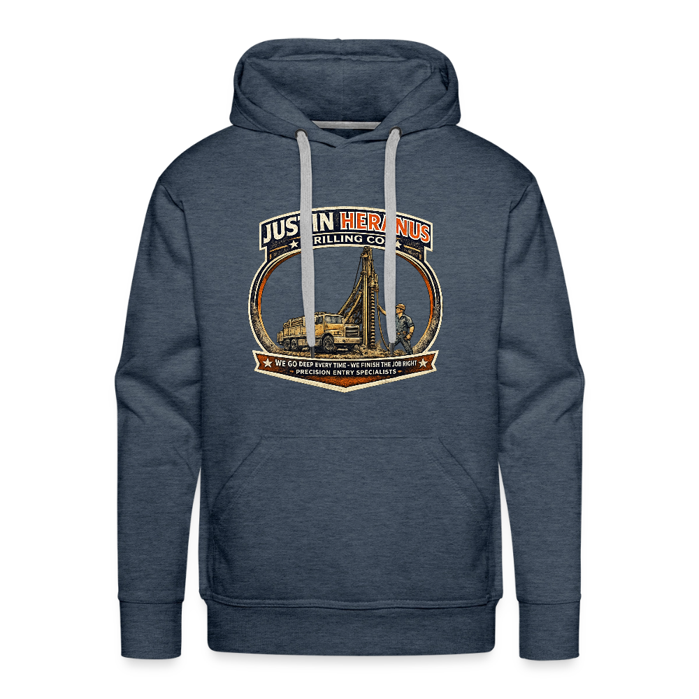 Justin Heranus Drilling Co Hoodie Funny Adult Humor - heather denim