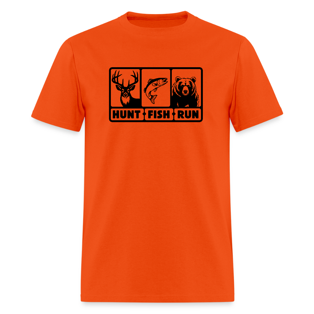 Hunt Fish Run Tee – Funny Outdoor Humor Shirt - orange