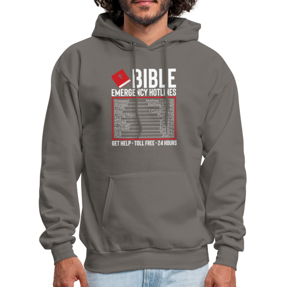 Bible Emergency Hotline (Scriptures) Hoodie - asphalt gray