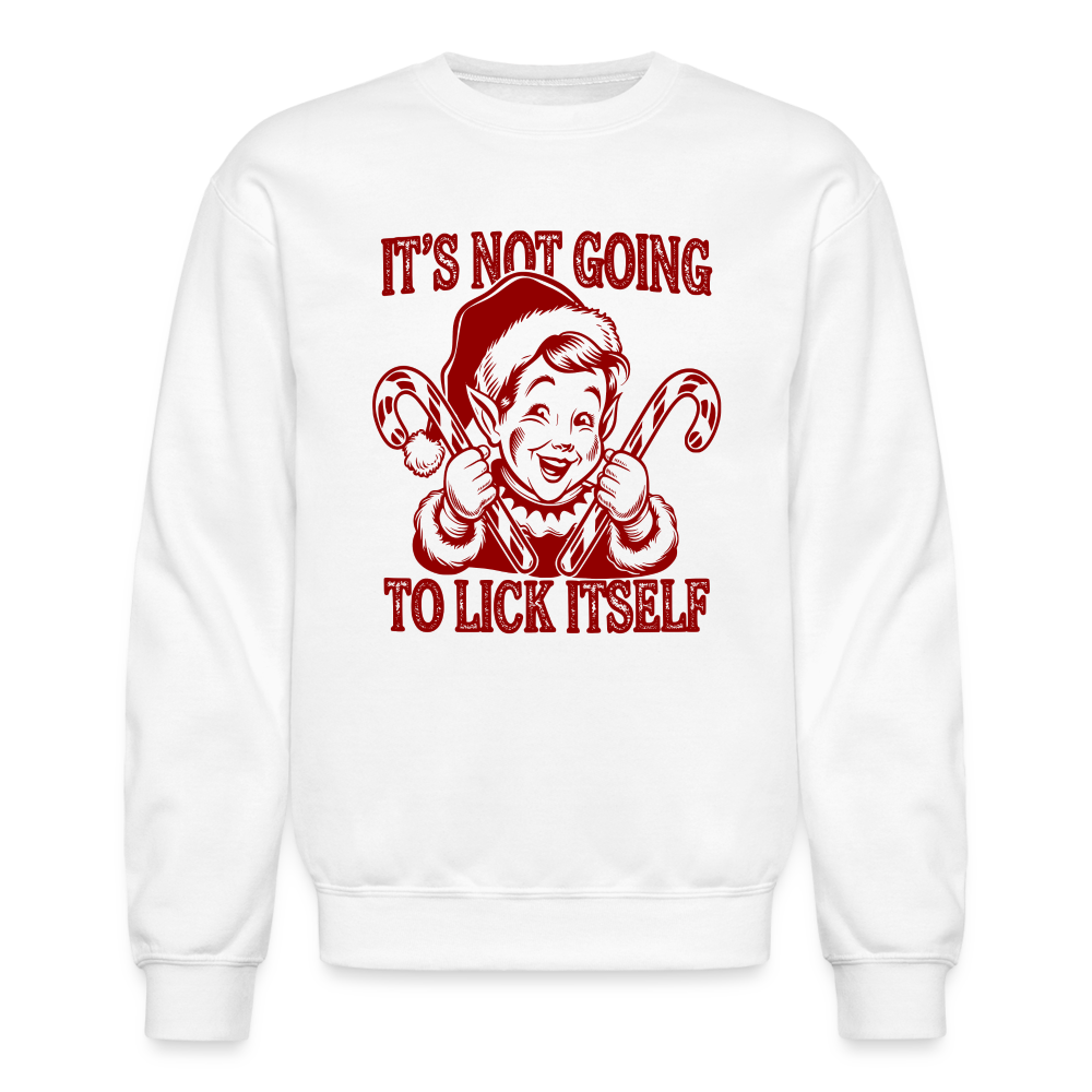 It's Not Going To Lick Itself (Naughty Christmas Elf) Sweatshirt - white