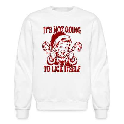 It's Not Going To Lick Itself (Naughty Christmas Elf) Sweatshirt - white