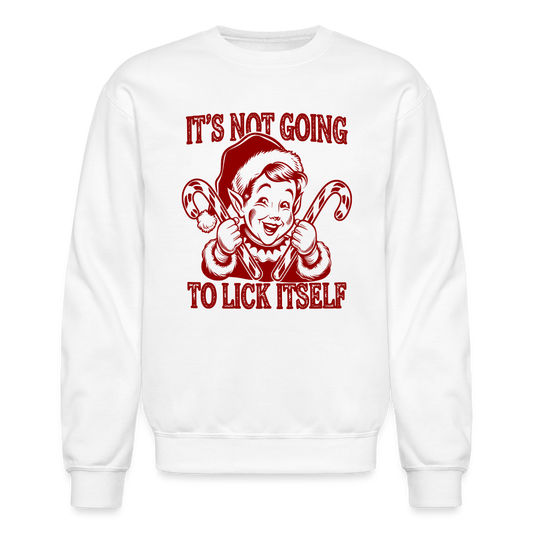 It's Not Going To Lick Itself (Naughty Christmas Elf) Sweatshirt - white