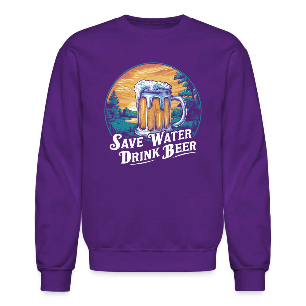 Save Water Drink Beer Sweatshirt - purple