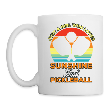 Just A Girl Who Loves Sunshine and Pickleball Coffee Mug - white