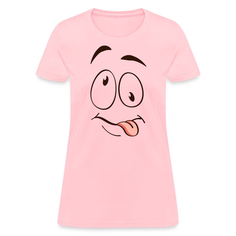 Silly Face Emotion with Tongue Women's Contoured T-Shirt - pink