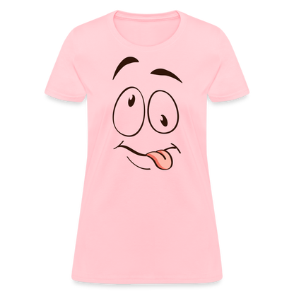 Silly Face Emotion with Tongue Women's Contoured T-Shirt - pink