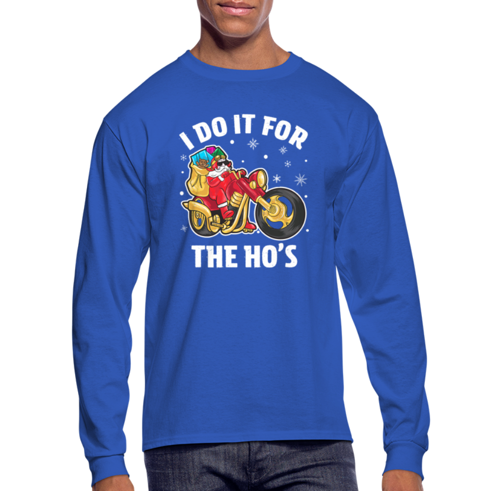 Christmas Biker Santa Riding Motorcycle Men's Long Sleeve T-Shirt - royal blue