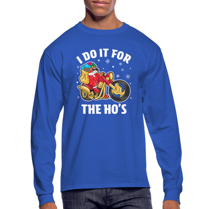 Christmas Biker Santa Riding Motorcycle Men's Long Sleeve T-Shirt - royal blue