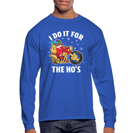 Christmas Biker Santa Riding Motorcycle Men's Long Sleeve T-Shirt - royal blue