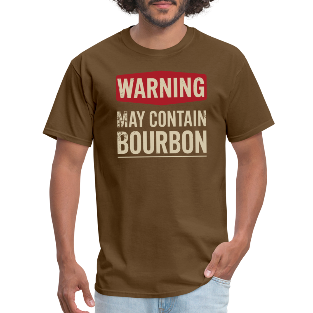 Warning May Contain Bourbon T-Shirt - brown