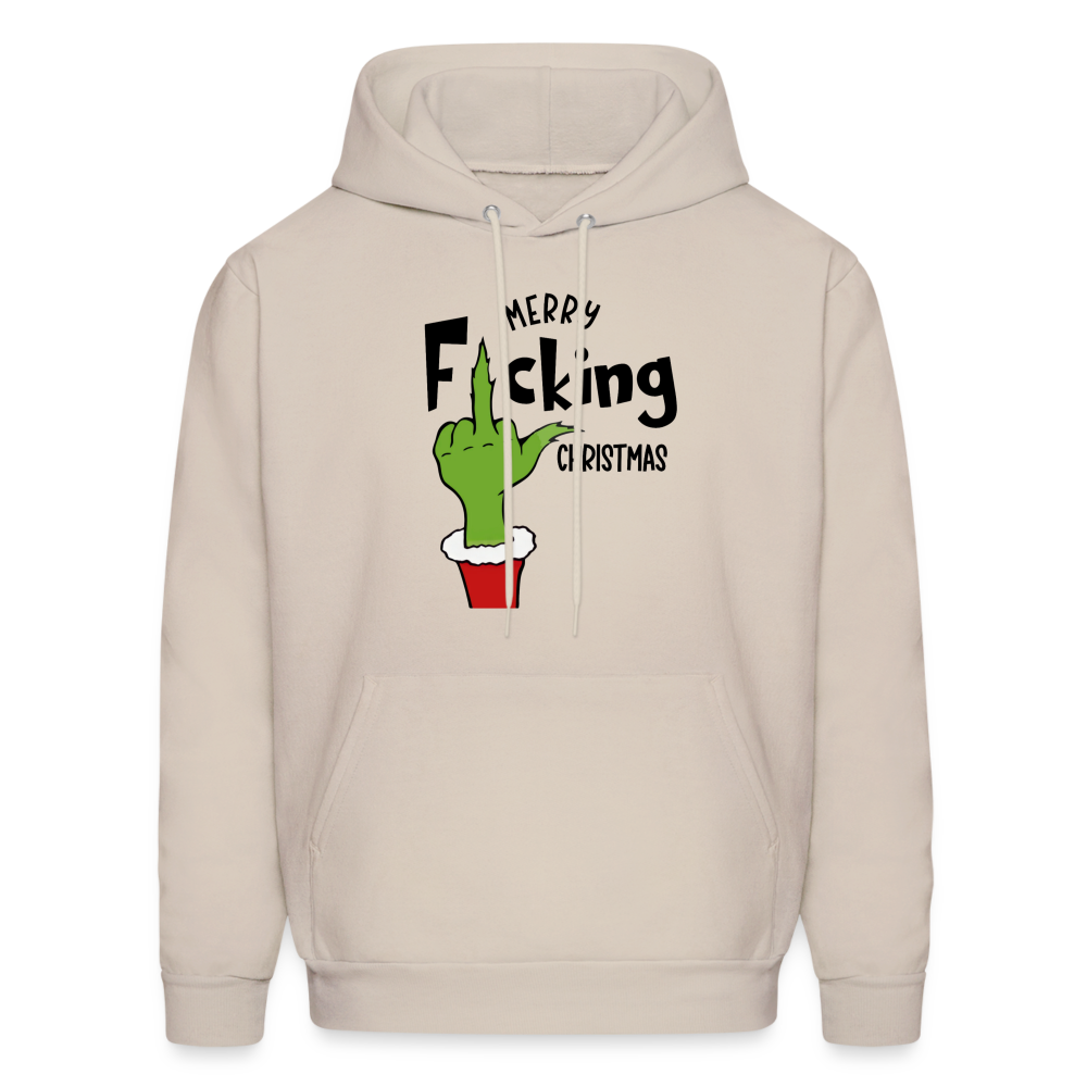 Merry F*cking Christmas Grumpy Middle Finger Hoodie - Sand