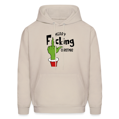 Merry F*cking Christmas Grumpy Middle Finger Hoodie - Sand