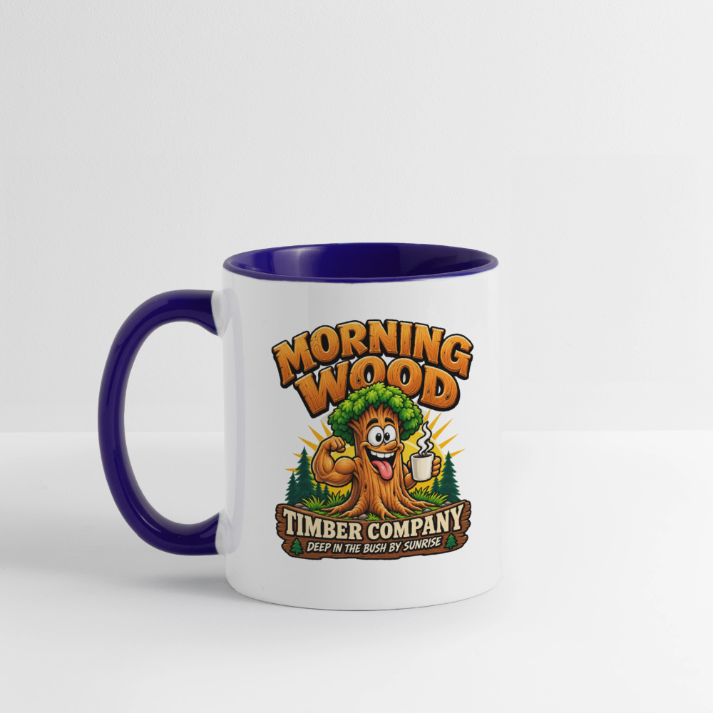 Morning Wood Timber Company Funny Ceramic Coffee Mug – Adult Humor Color: White/Black