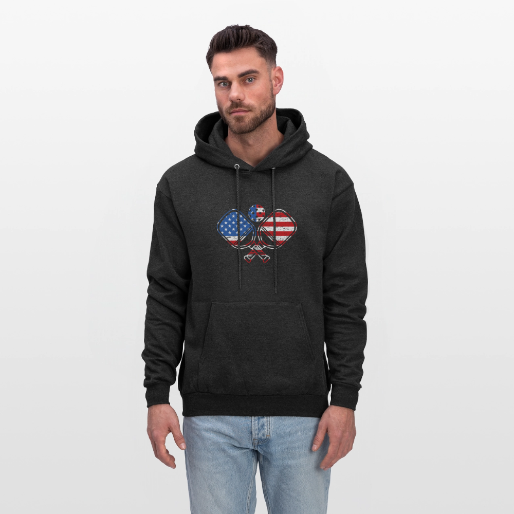 American Flag Pickleball Paddle Hoodie - charcoal grey