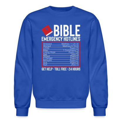 Bible Emergency Hotline (Scriptures) Sweatshirt - royal blue