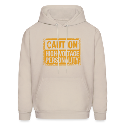 Caution High Voltage Personality Hoodie - Sand