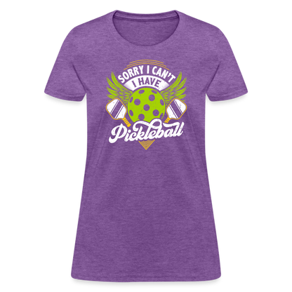 Sorry I can't I Have Pickleball Women's Contoured T-Shirt - purple heather