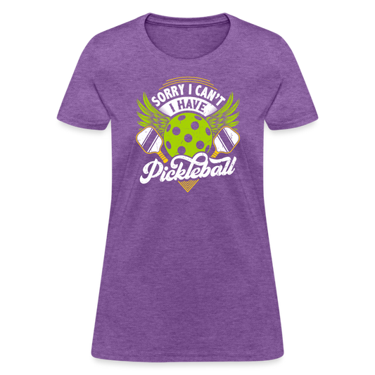 Sorry I can't I Have Pickleball Women's Contoured T-Shirt - purple heather