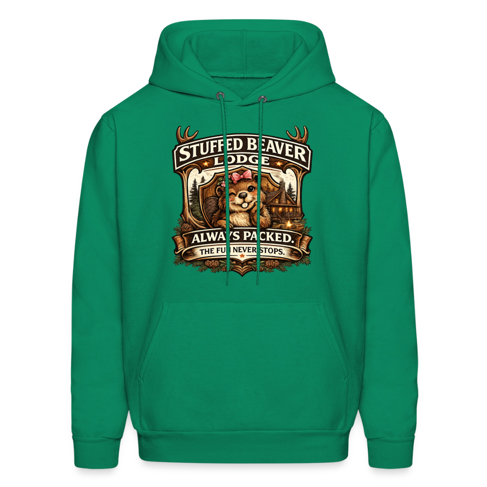 Stuffed Beaver Lodge Funny Adult Hoodie Color: Kelly Green