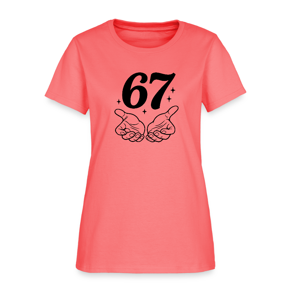 Six Seven 67 Hand Gesture Women's T-Shirt - coral