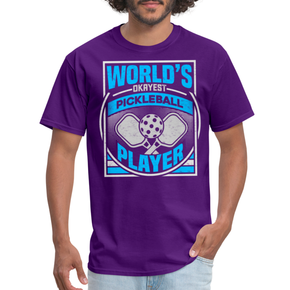 World's Okayest Pickleball Player T-Shirt - purple