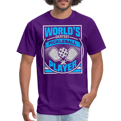 World's Okayest Pickleball Player T-Shirt - purple