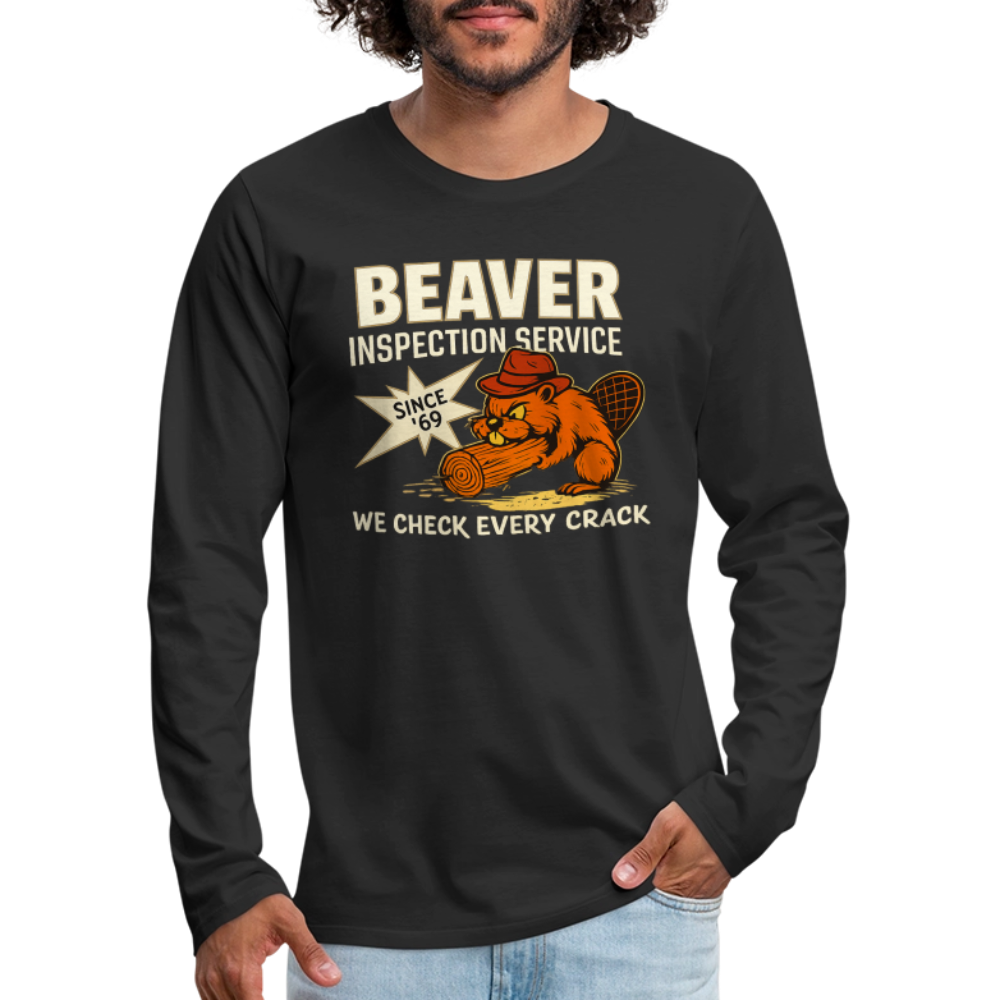 Beaver Inspection Service Men's Long Sleeve T-Shirt – Funny Adult Humor Color: black