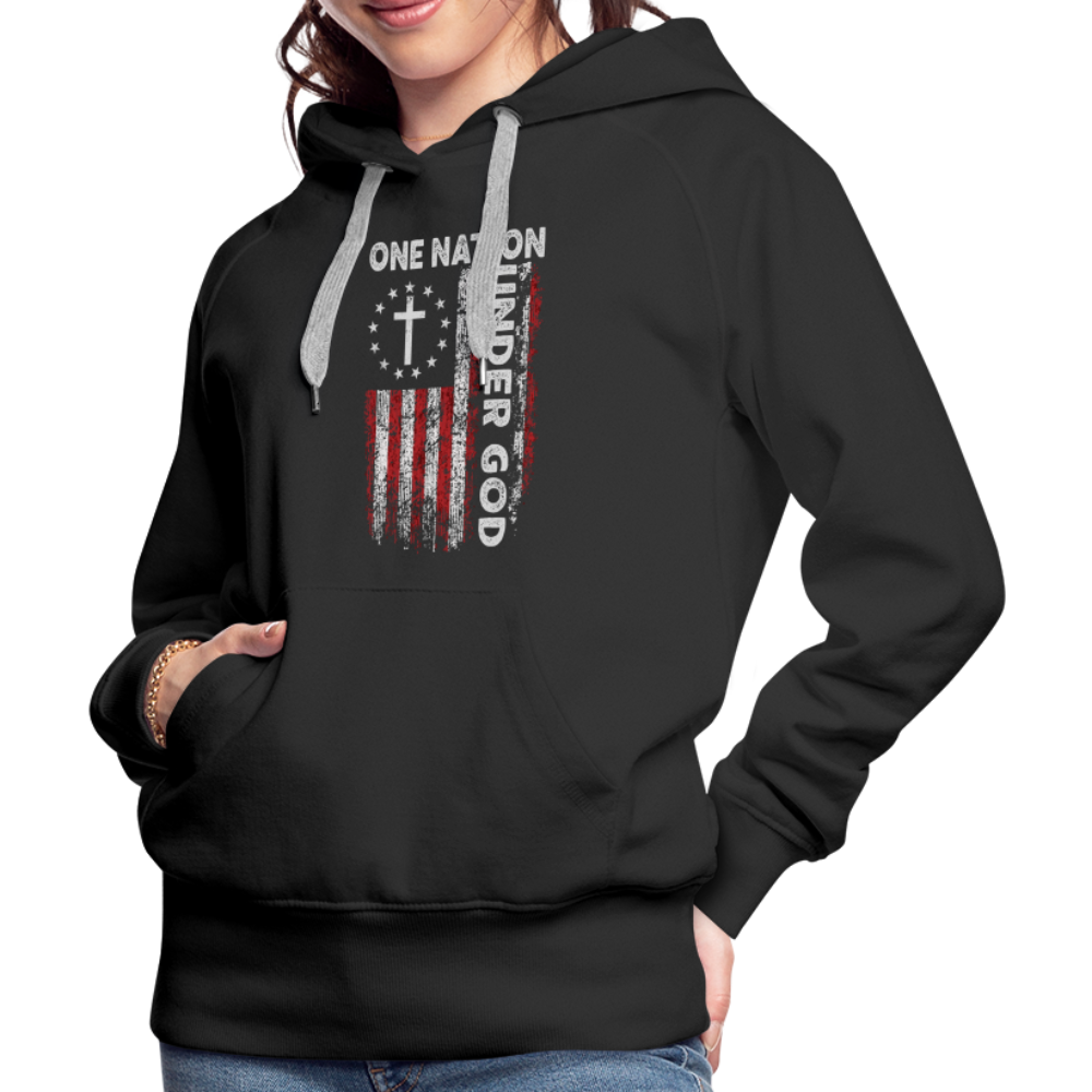 One Nation Under God Women’s Premium Hoodie - black