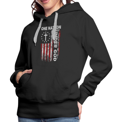 One Nation Under God Women’s Premium Hoodie - black