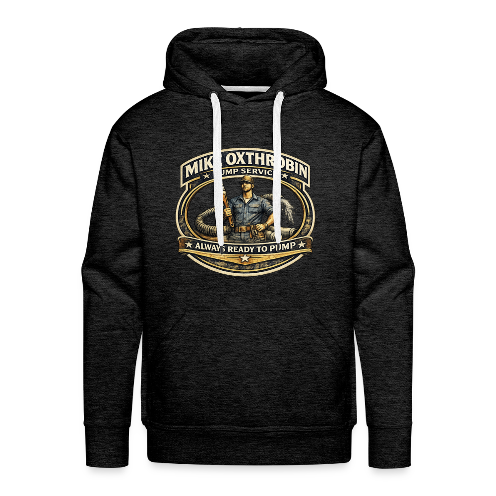 Mike Oxthrobin Pump Service Hoodie Funny Adult Humor Color: charcoal grey