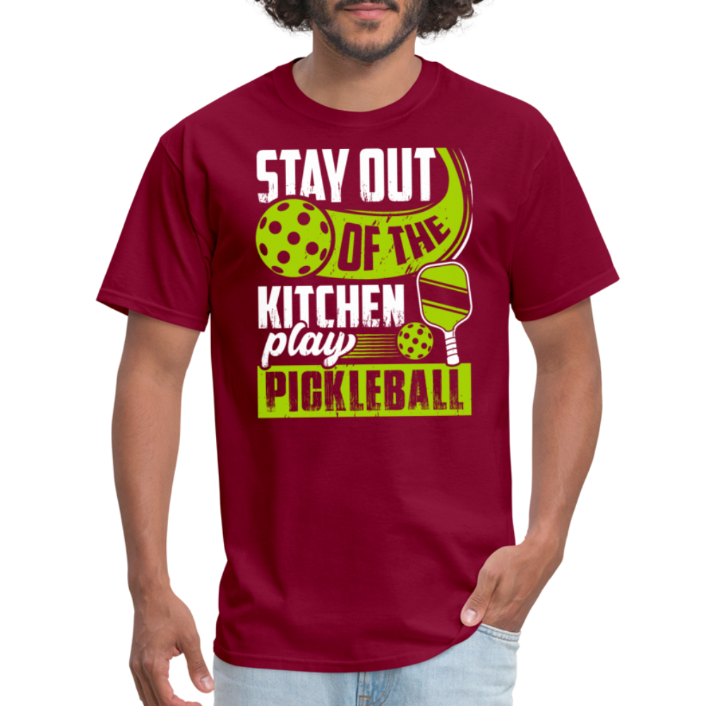 Stay Out Of The Kitchen Play Pickleball T-Shirt - burgundy