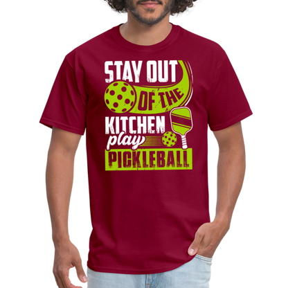 Stay Out Of The Kitchen Play Pickleball T-Shirt - burgundy