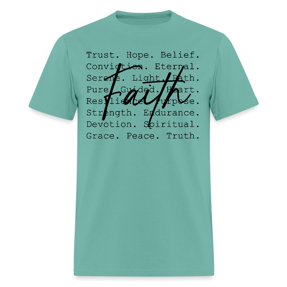 Faith Word Art Inspirational T-Shirt - aquatic