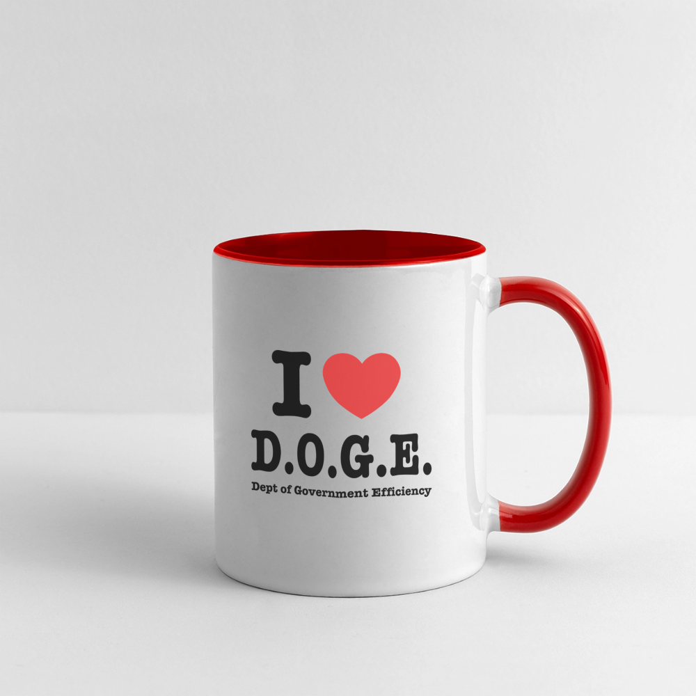 I Heart DOGE (Dept of Government Efficiency) Coffee Mug - white/red