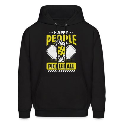 Happy People Play Pickleball Hoodie - black