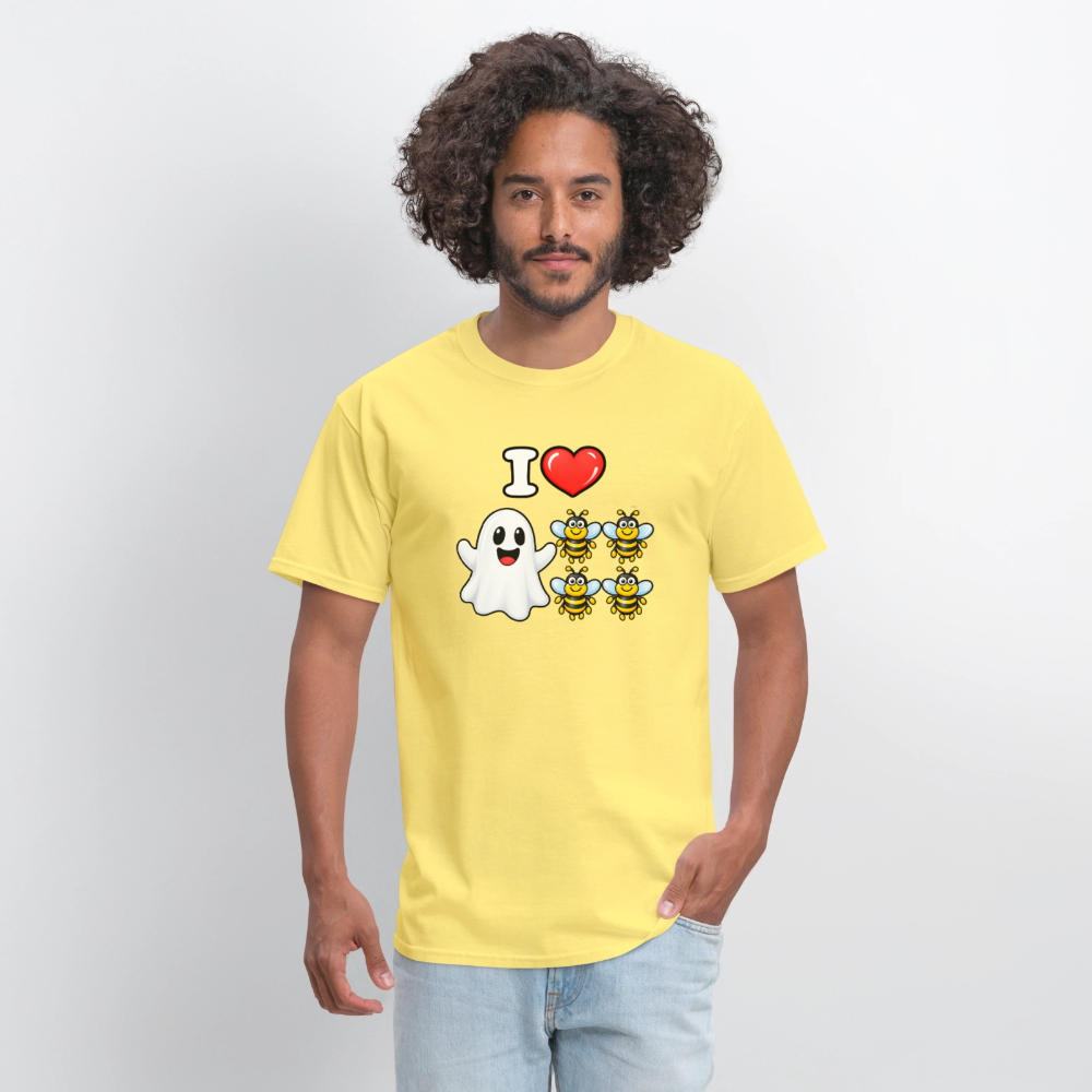I Heart Boo Bees T-Shirt – Funny Halloween Adult Humor - cornsilk