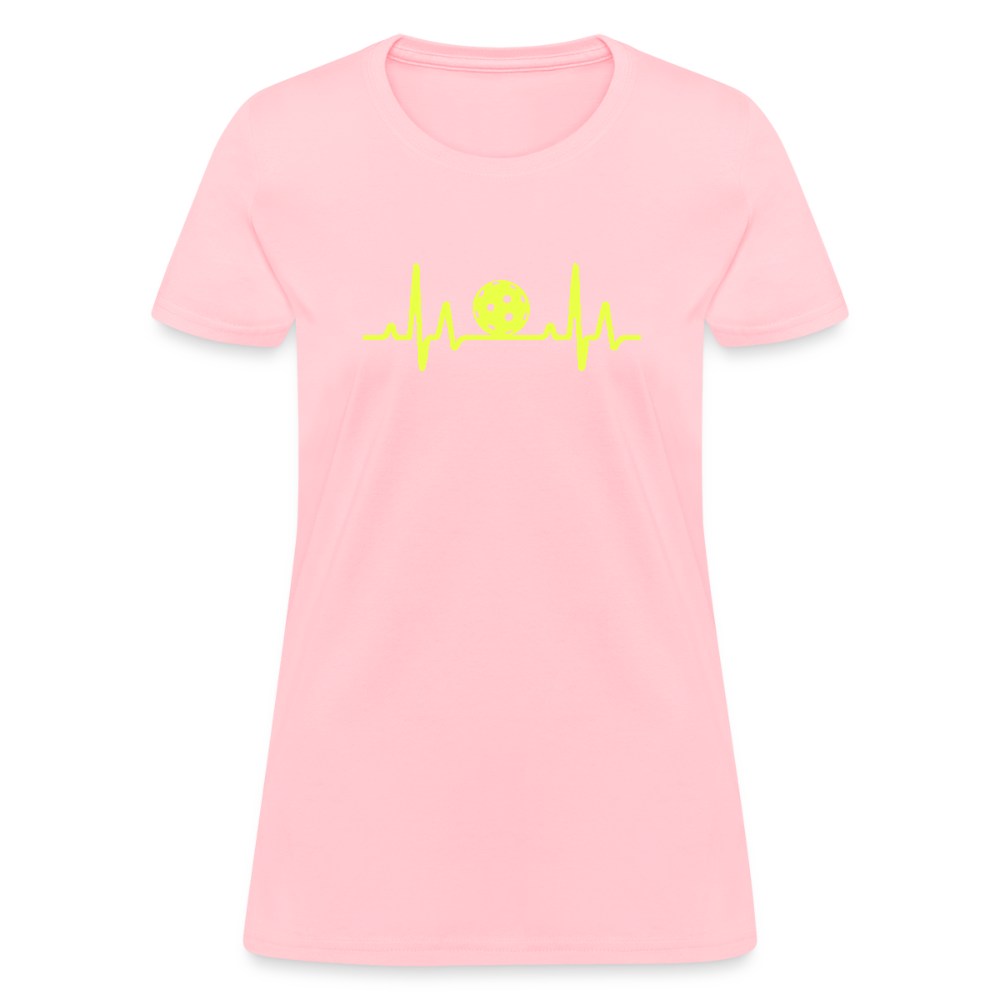 Pickleball Heartbeat Women's Contoured T-Shirt - pink